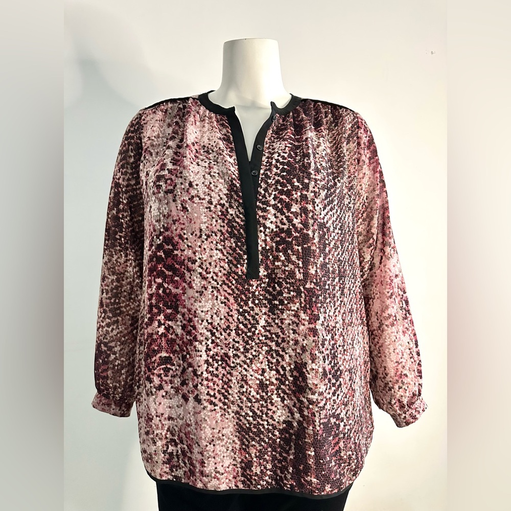 DKNY Jeans Animal Print Tunic Blouse Size 1X Whimsy